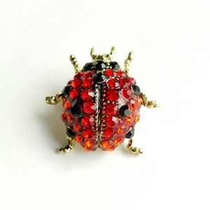 Ladybug Red crystal brooch pin
